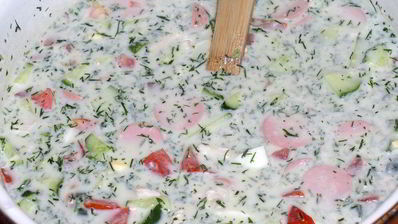 окрошка с курицей на простокваше