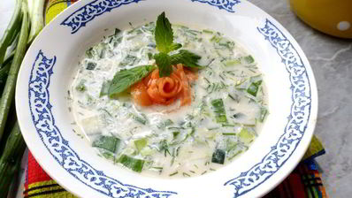 окрошка с малосольной семгой