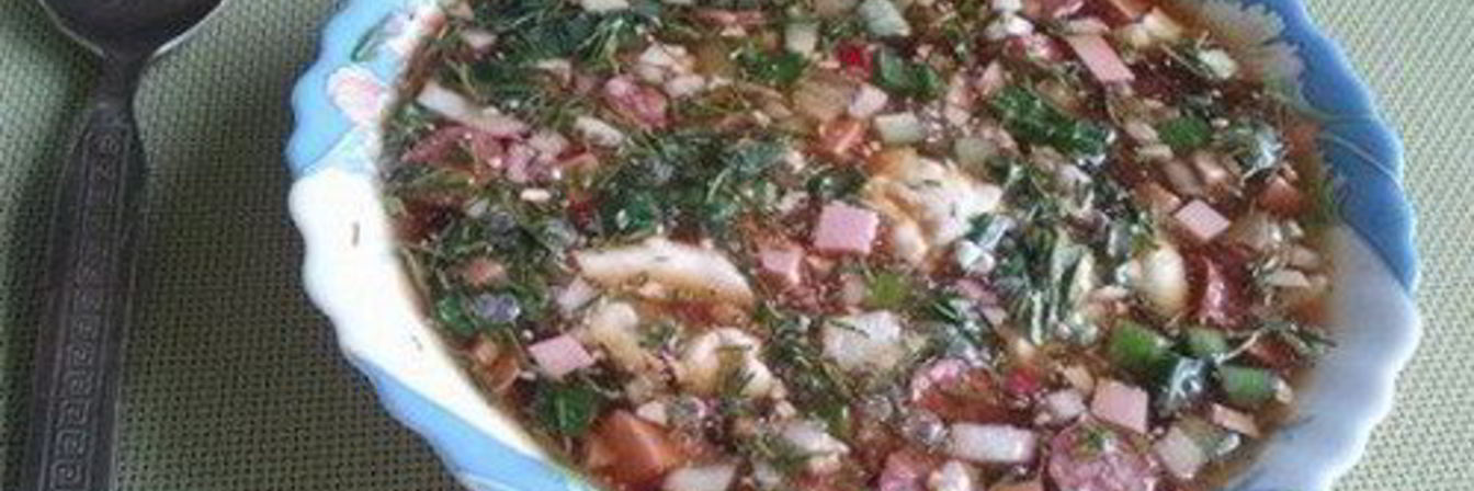 Окрошка с охотничьими колбасками