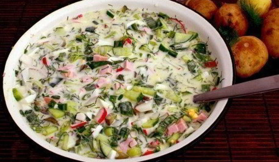 Рецепт окрошки с редисом и свежей зеленью