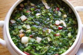 Окрошка с редисом на квасе