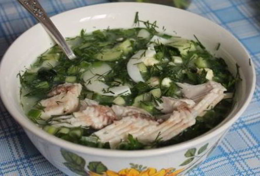 Окрошка с рыбой и редькой