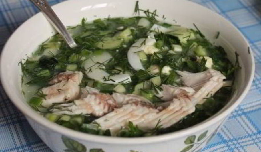 Рецепт окрошки с рыбой и редькой