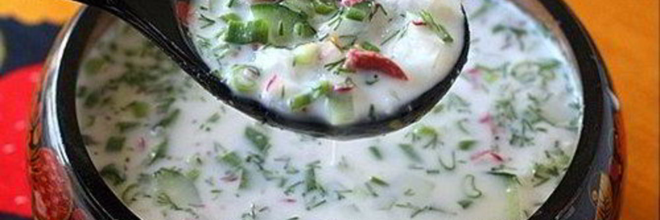 Окрошка с салями на кефире и газированной воде