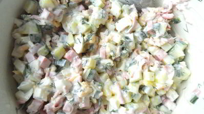 окрошка с вареной колбасой