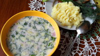 окрошка с вареной колбасой