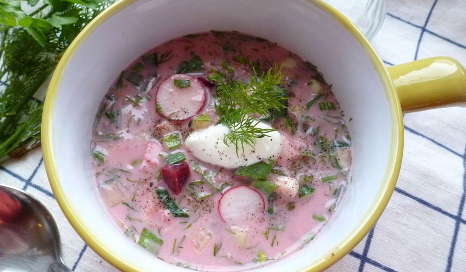 Рецепт окрошки со свеклой и курицей