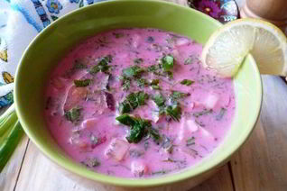 Окрошка со свеклой и мацони