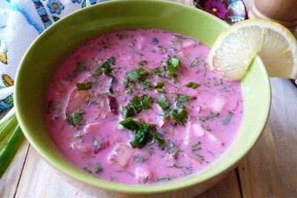 Окрошка со свеклой и мацони