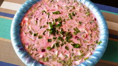 окрошка со свеклой и мацони