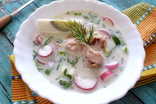 Овощная окрошка с тунцом