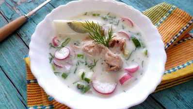 овощная окрошка с тунцом