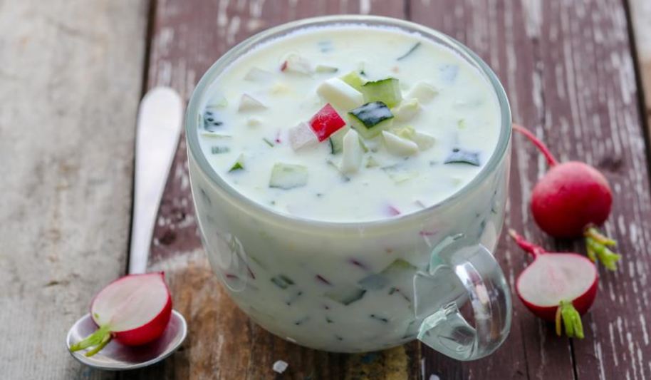 Рецепт вегетарианской окрошки на кефире