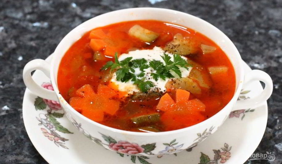 Рецепт быстрого овощной суп со свининой