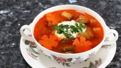 быстрый овощной суп со свининой