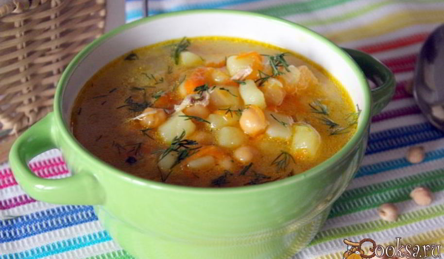 Рецепт куриного супа с нутом и овощами