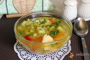 Куриный суп с овощами и фарфалле