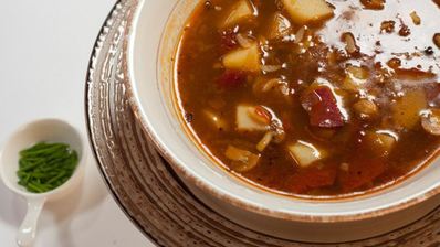 минестроне с грибами и колбасками чорисо