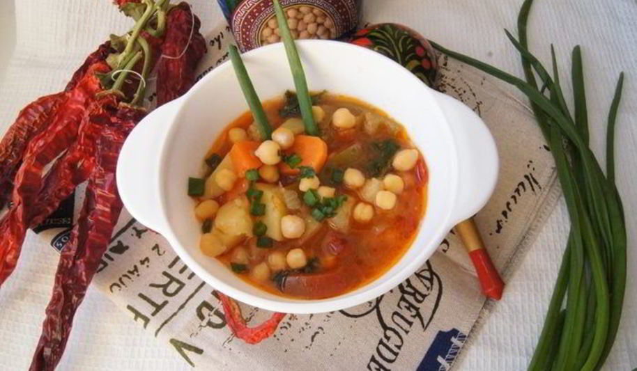 Рецепт овощного супа чили с нутом