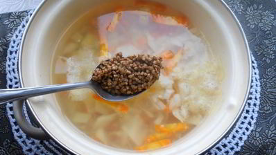 овощной суп с гречкой и куриным фаршем