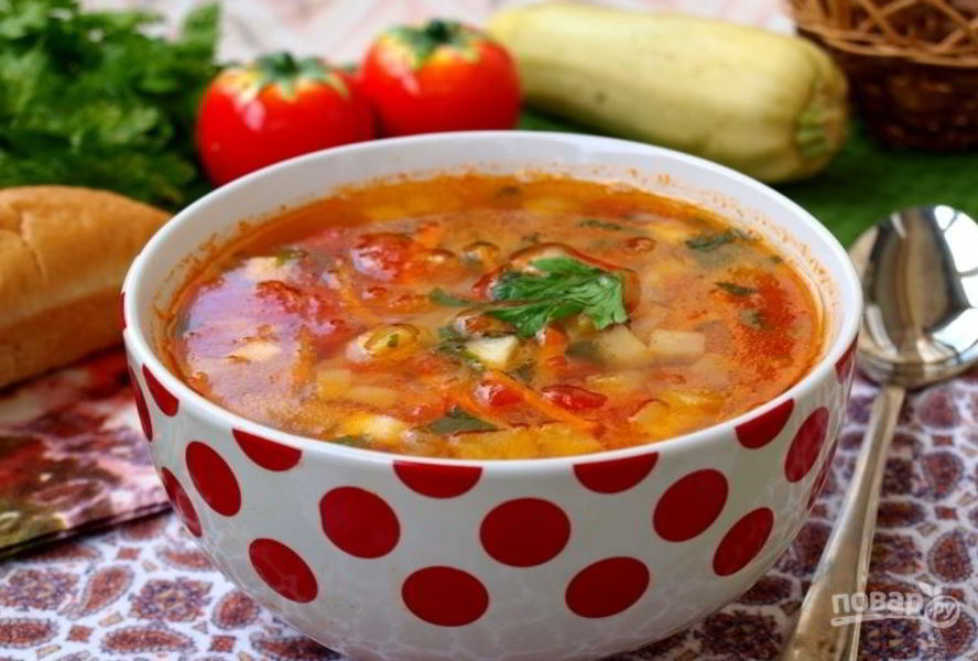 Овощной суп с кабачками
