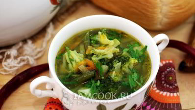 овощной суп с консервированным зеленым горошком