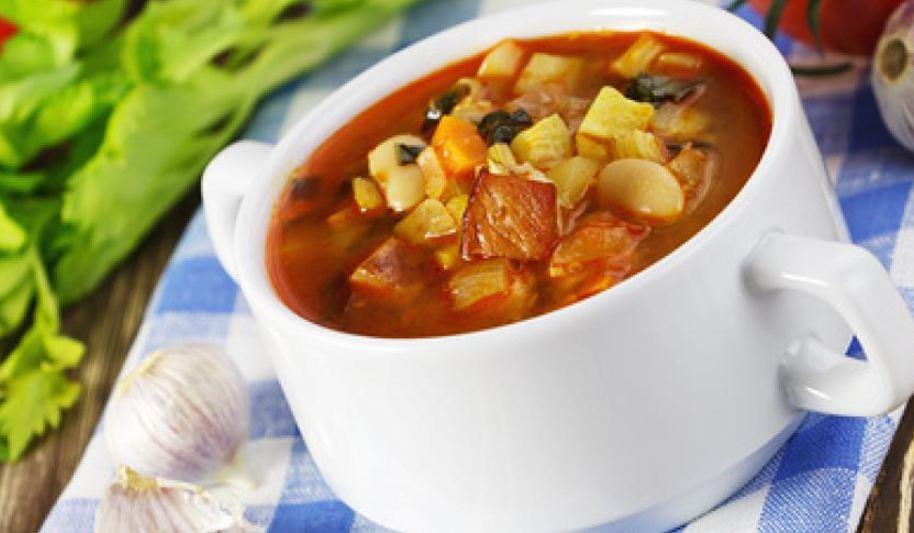 Рецепт овощного супа с копченой грудинкой