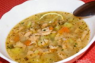 Овощной суп с семгой