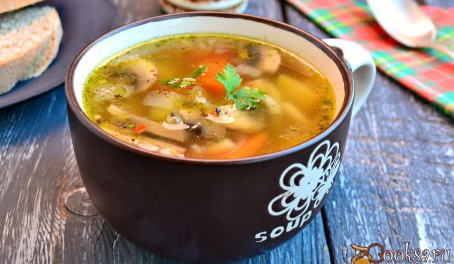 Рецепт овощного супа с шампиньонами и вермишелью