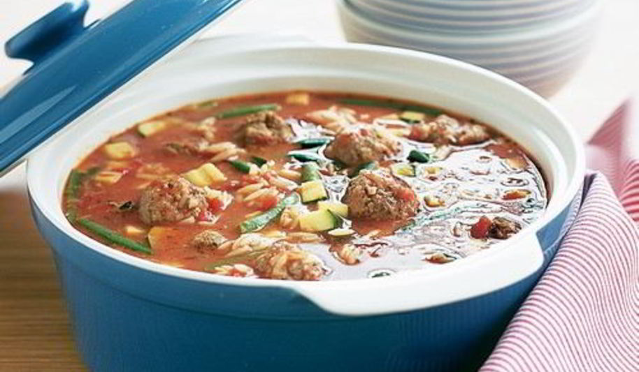 Рецепт овощного супа с сыром, фрикадельками и вермишелью по-итальянски