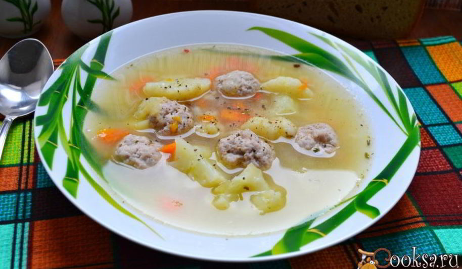 Рецепт овощного супа с цветной капустой и фрикадельками