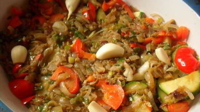 запеченный овощной суп с мясными фрикаделями