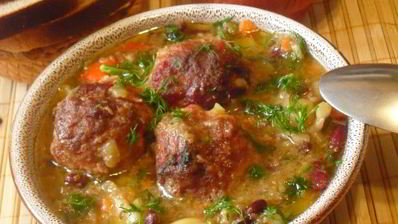 запеченный овощной суп с мясными фрикаделями