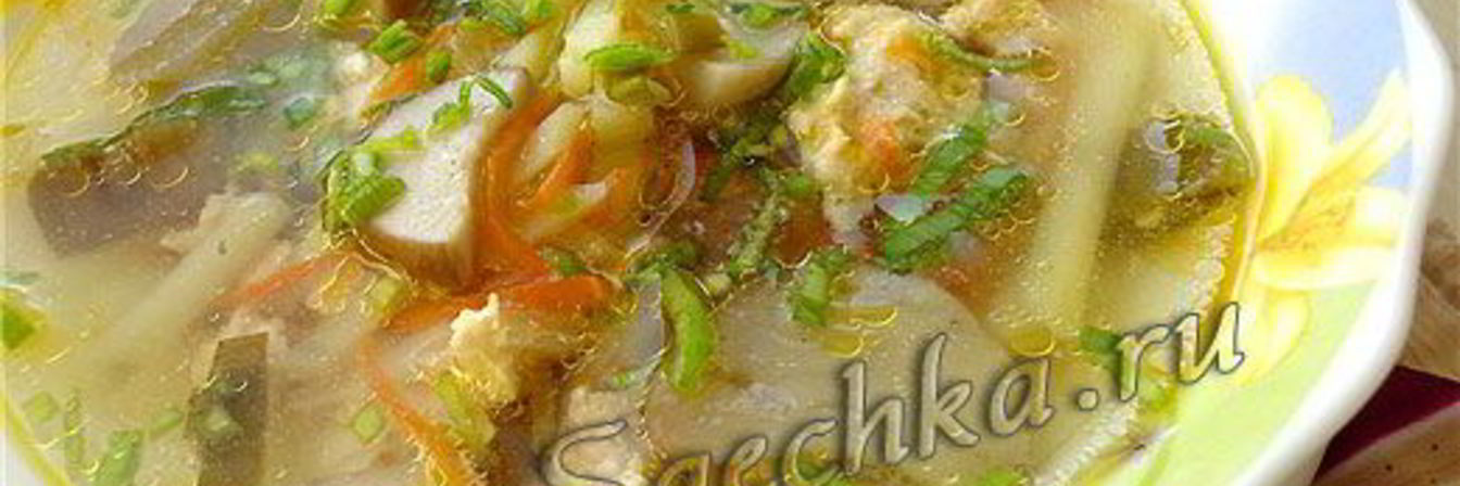 Похлебка грибная на мясном бульоне