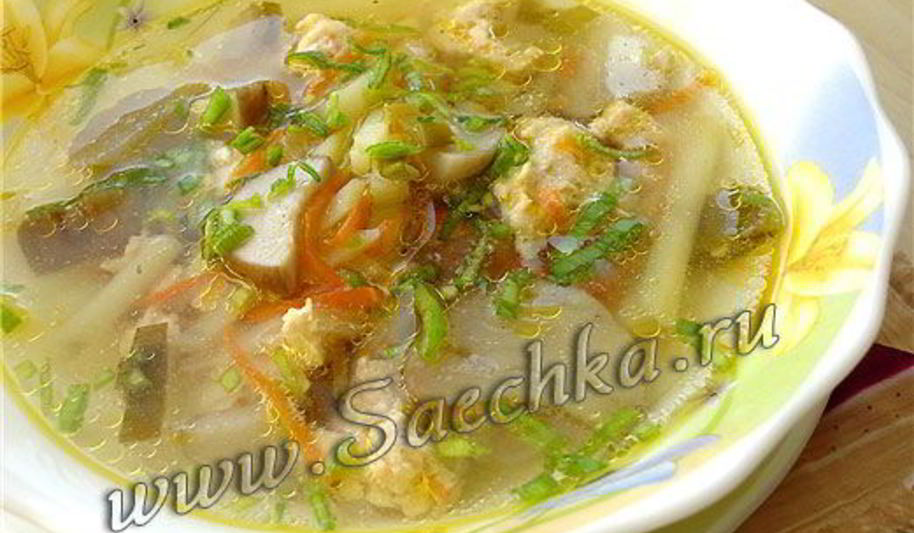 Рецепт похлебки грибной на мясном бульоне