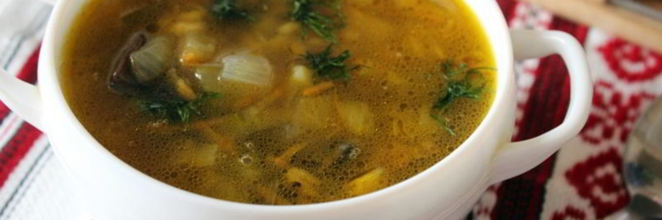 Постный рассольник с грибами