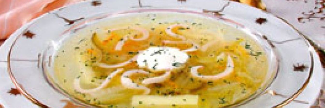 Рассольник домашний с кальмарами