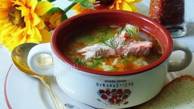 рассольник с форелью