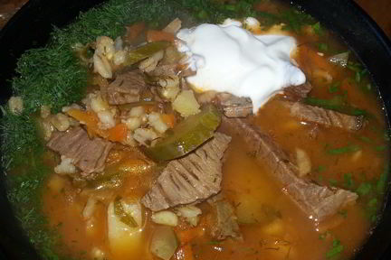 Рассольник с говядиной