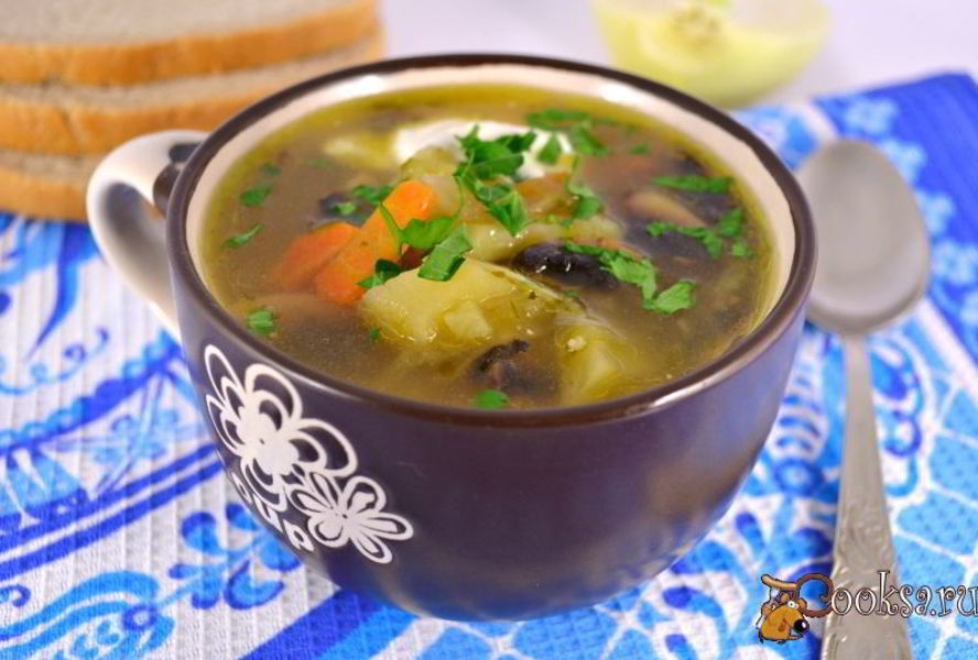 Рассольник с грибами и овсянкой в мультиварке