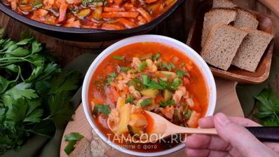 рассольник с копченостями