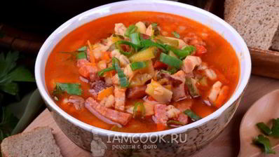 рассольник с копченостями