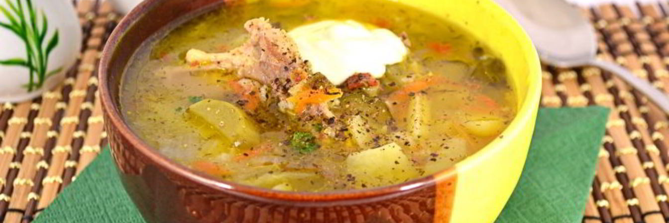 Рассольник с курицей и пшеном в мультиварке