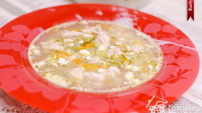 рассольник с курицей и сыром в горшочке