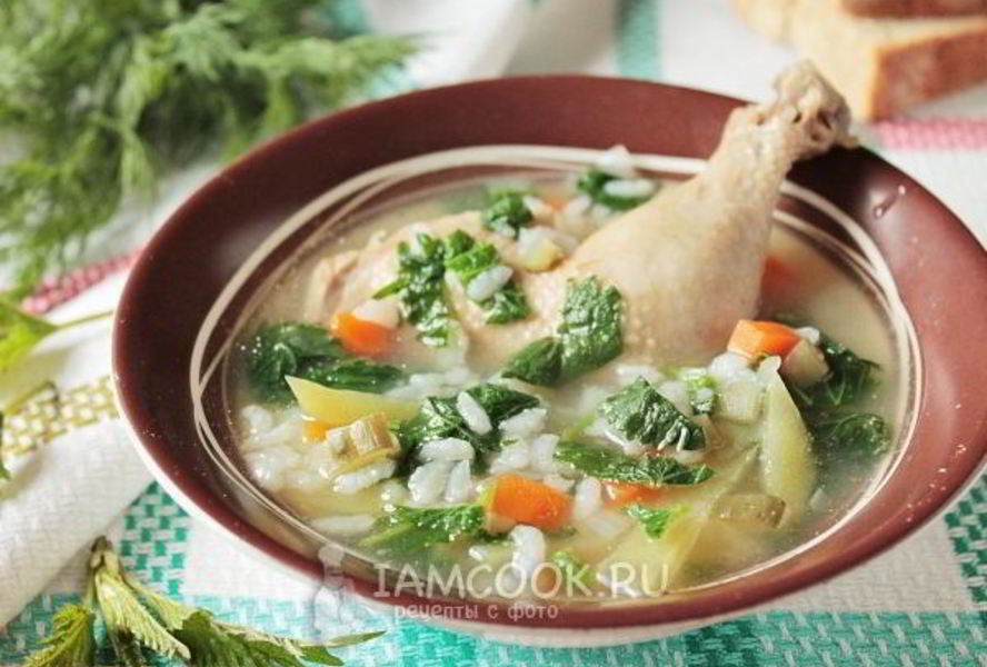 Рассольник с рисом и крапивой