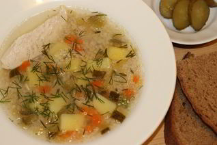 Рассольник с ячневой крупой