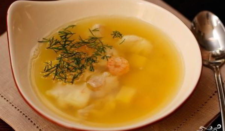 Рецепт рыбного супа с креветками