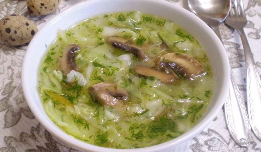 Рецепт постных щей из свежей капусты с грибами
