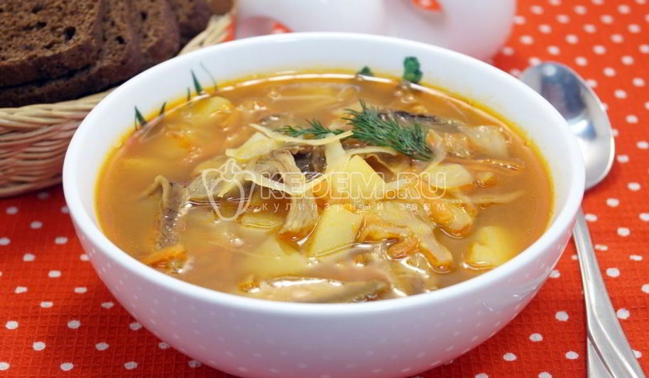 Рецепт постных щей с капустой и грибами
