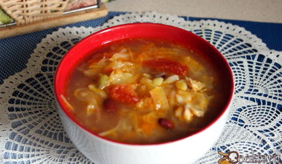 Рецепт щей из квашеной капусты с фасолью и сладким перцем на курином бульоне